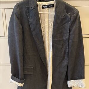 Zara black linen Blazer